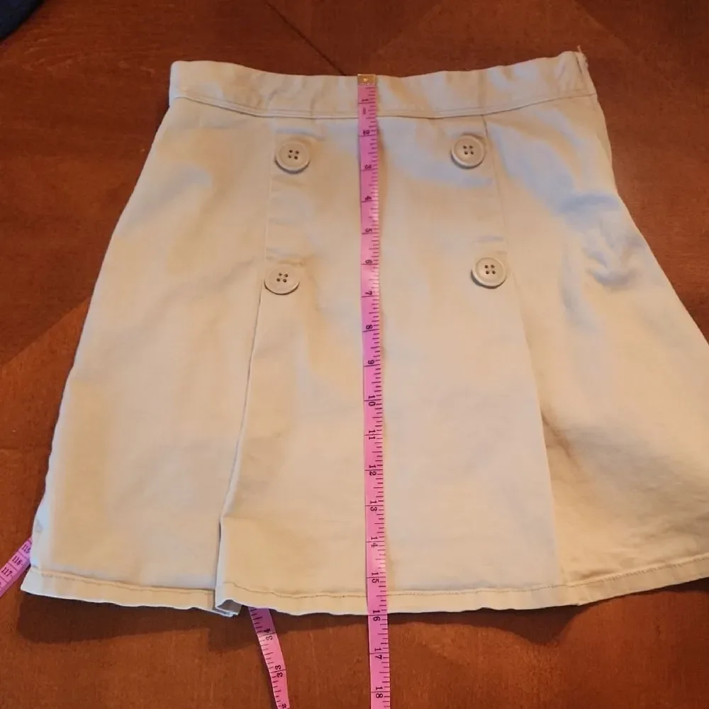 Children's Place Cotton Uniform Pleated Above Knee Skorts, 14 SLIM, Blue & Tan
